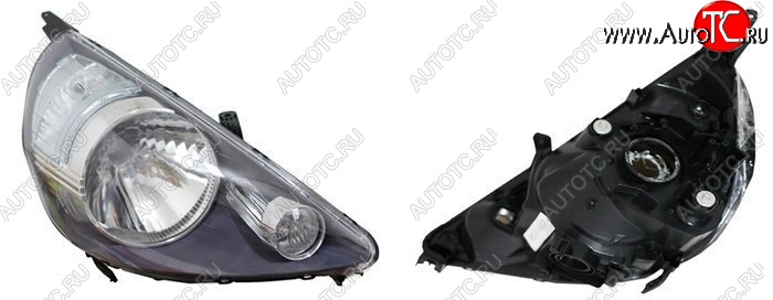 3 599 р. Правая фара SAT (чёрная, Евросвет) Honda Fit 1 GD дорестайлинг (2001-2004)  с доставкой в г. Воронеж