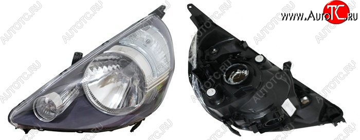 3 899 р. Левая фара SAT (чёрная, Евросвет) Honda Fit 1 GD дорестайлинг (2001-2004)  с доставкой в г. Воронеж
