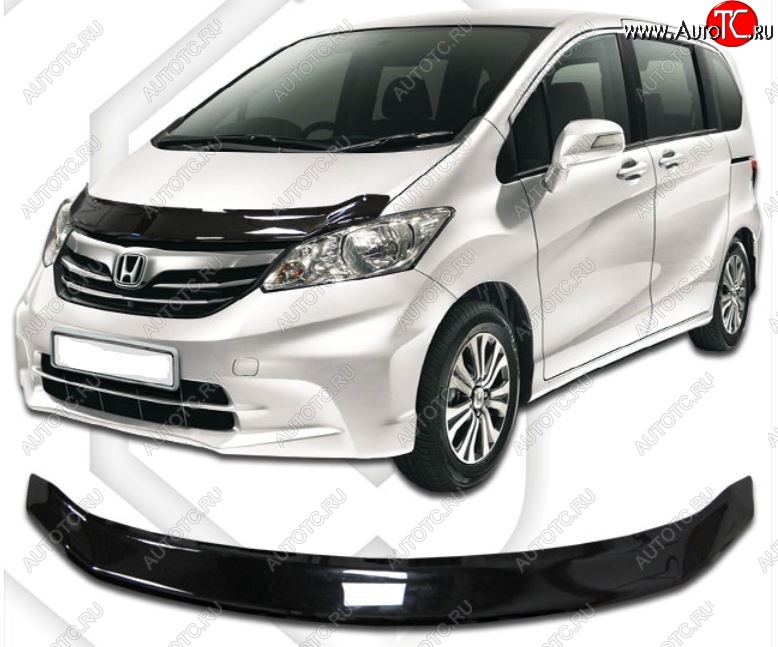 1 899 р. Дефлектор капота (GB3) CA-Plastic  Honda Freed  GB3,GB4 (2008-2011) минивэн дорестайлинг (Classic черный, Без надписи)  с доставкой в г. Воронеж