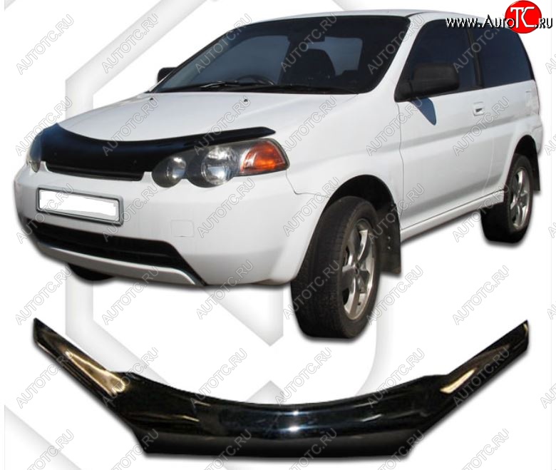 2 159 р. Дефлектор капота CA-Plastic  Honda HR-V ( GH1,GH2,  GH3, GH4,  GH1, GH2) (1998-2005) дорестайлинг 3 дв., дорестайлинг 5 дв., рестайлинг 3 дв., рестайлинг 5 дв. (Classic черный, Без надписи)  с доставкой в г. Воронеж