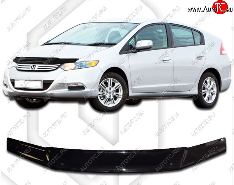 1 899 р. Дефлектор капота CA-Plastic Honda Insight ZE2 хэтчбэк 5 дв. дорестайлинг (2009-2011) (Classic черный, Без надписи)  с доставкой в г. Воронеж