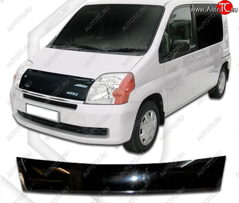2 199 р. Дефлектор капота (GB1, GB2) CA-Plastiс exclusive  Honda Mobilio  1 GB1,GB2 (2001-2003) дорестайлинг (Classic черный , Без надписи)  с доставкой в г. Воронеж