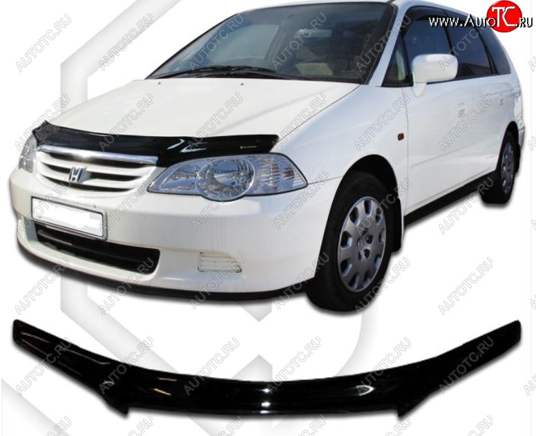 2 159 р. Дефлектор капота (RA6-RA7) CA-Plastic  Honda Odyssey  2 (1999-2003) (Classic черный, Без надписи)  с доставкой в г. Воронеж