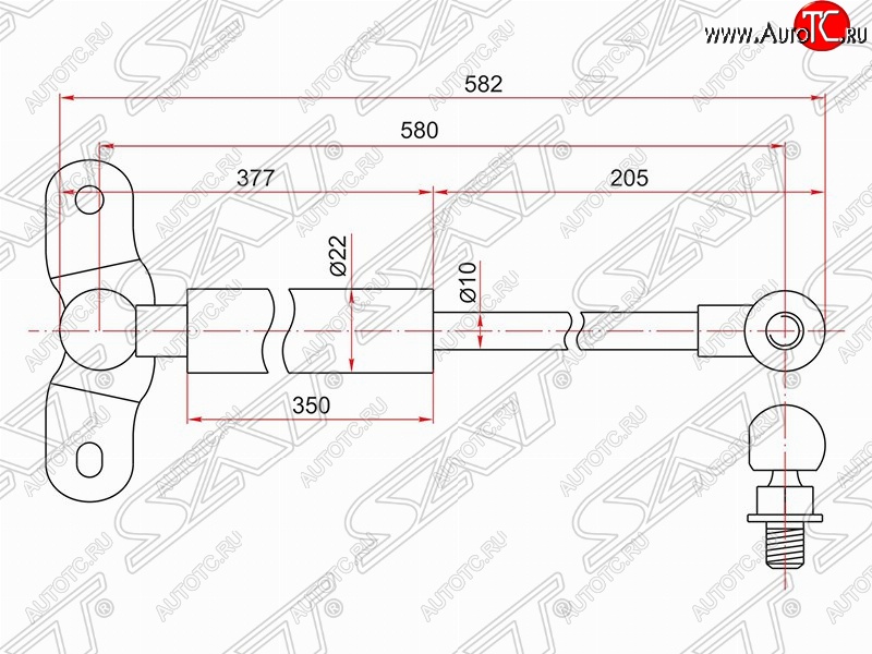 969 р. Левый упор крышки багажника SAT (газовый) Honda Odyssey 2 (1999-2003)  с доставкой в г. Воронеж