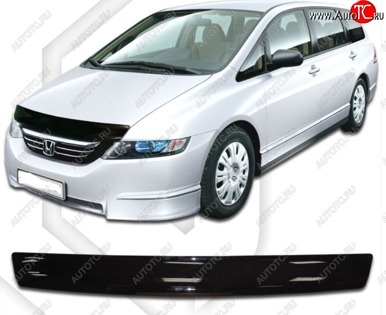 1 839 р. Дефлектор капота (RB1, RB2) CA-Plastic  Honda Odyssey  3 (2004-2008) (Classic черный, Без надписи)  с доставкой в г. Воронеж