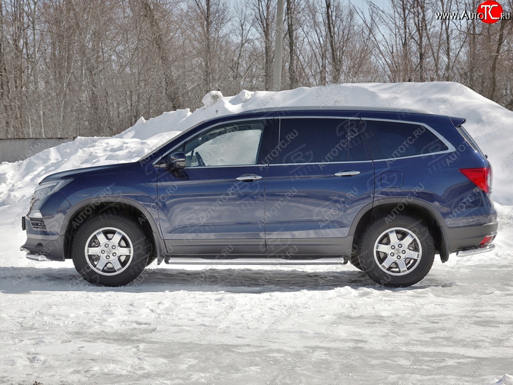 24 549 р. Пороги труба d76 с накладкой SLITKOFF (вариант №1)  Honda Pilot  YF6 (2016-2019) дорестайлинг  с доставкой в г. Воронеж