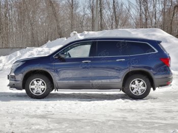 22 549 р. Пороги труба d76 с накладкой SLITKOFF (вариант №2) Honda Pilot YF6 дорестайлинг (2016-2019)  с доставкой в г. Воронеж. Увеличить фотографию 1