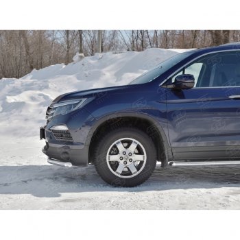 19 499 р. Защита переднего бампера (Ø63 мм, нержавейка) SLITKOFF Honda Pilot YF6 дорестайлинг (2016-2019)  с доставкой в г. Воронеж. Увеличить фотографию 2