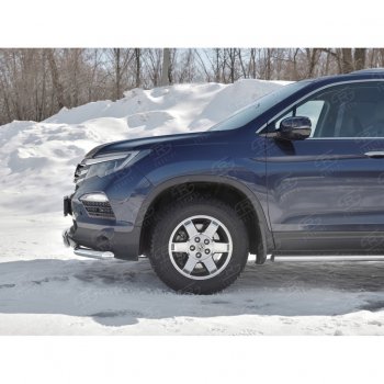 17 299 р. Защита переднего бампера (2 трубы Ø63 и 75х42 мм, нержавейка) Russtal Honda Pilot YF6 дорестайлинг (2016-2019)  с доставкой в г. Воронеж. Увеличить фотографию 2