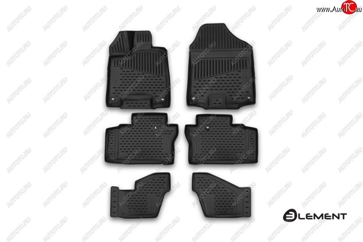 3 089 р. Коврики в салон Element 3D (полиуретан, 6 шт.) Honda Pilot YF6 рестайлинг (2018-2021) (Черные)  с доставкой в г. Воронеж