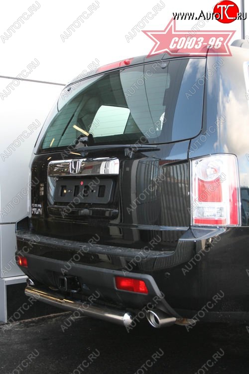 11 024 р. Защита заднего бампера Souz-96 (d76) Honda Pilot YF4 дорестайлинг (2008-2011)  с доставкой в г. Воронеж