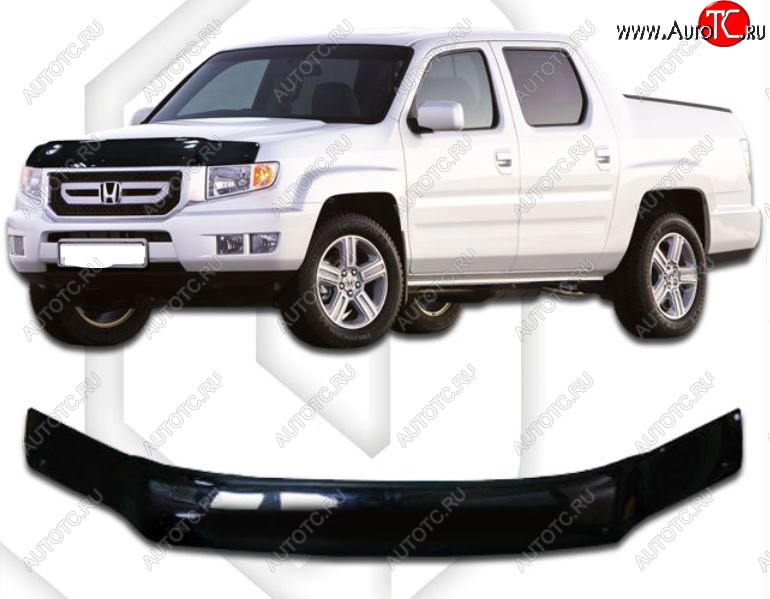 2 079 р. Дефлектор капота CA-Plastic  Honda Ridgeline  YK1 (2005-2008) дорестайлинг (Classic черный, Без надписи)  с доставкой в г. Воронеж
