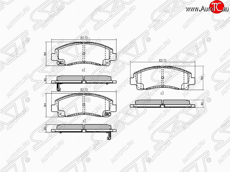 1 399 р. Колодки тормозные (передние) SAT Honda Ridgeline YK1 дорестайлинг (2005-2008)  с доставкой в г. Воронеж