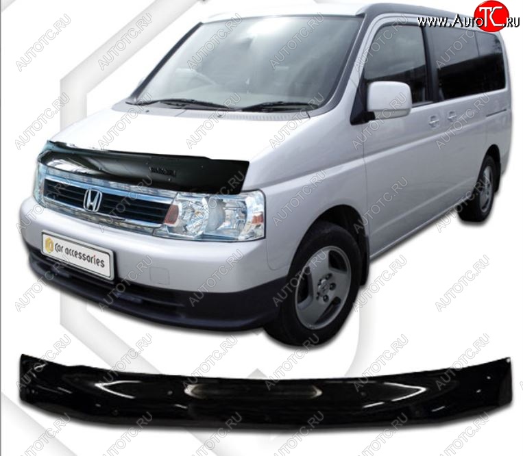 2 079 р. Дефлектор капота (RF3-RF8) CA-Plastic Honda StepWagon RF3,RF4 минивэн дорестайлинг (2001-2003) (Classic черный, Без надписи)  с доставкой в г. Воронеж