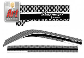 Дефлектора окон  StepWagon (2003-2005) RF3-RF8 CA-Plastiс Honda StepWagon  RF3,RF4 (2003-2005) минивэн рестайлинг (Серия Art черная, Без хром.молдинга)