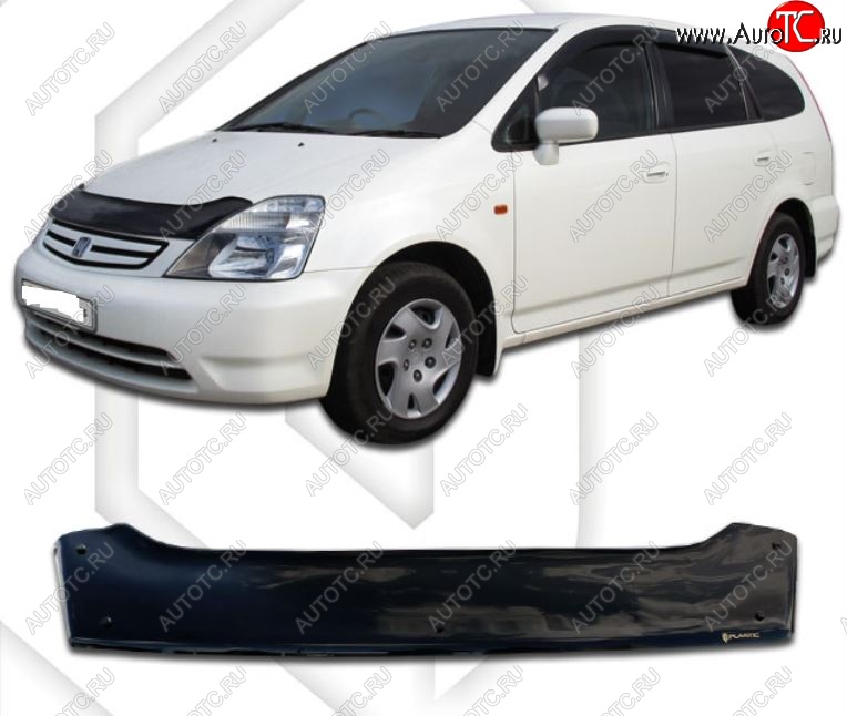 2 159 р. Дефлектор капота CA-Plastic  Honda Stream  1 RN1,RN3 (2000-2004)  дорестайлинг (Classic черный, Без надписи)  с доставкой в г. Воронеж