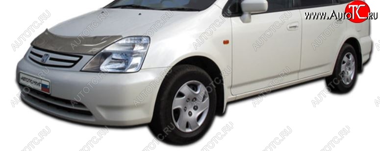 2 799 р. Дефлектор капота CA-Plastic  Honda Stream  1 RN1,RN3 (2000-2004)  дорестайлинг (Шелкография карбон-серебро)  с доставкой в г. Воронеж