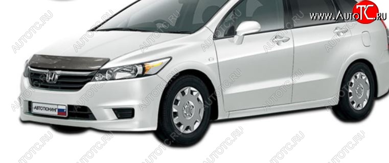 2 799 р. Дефлектор капота CA-Plastic  Honda Stream  2 RN6,RN7, RN8, RN9 (2006-2009) дорестайлинг (Шелкография карбон-серебро)  с доставкой в г. Воронеж