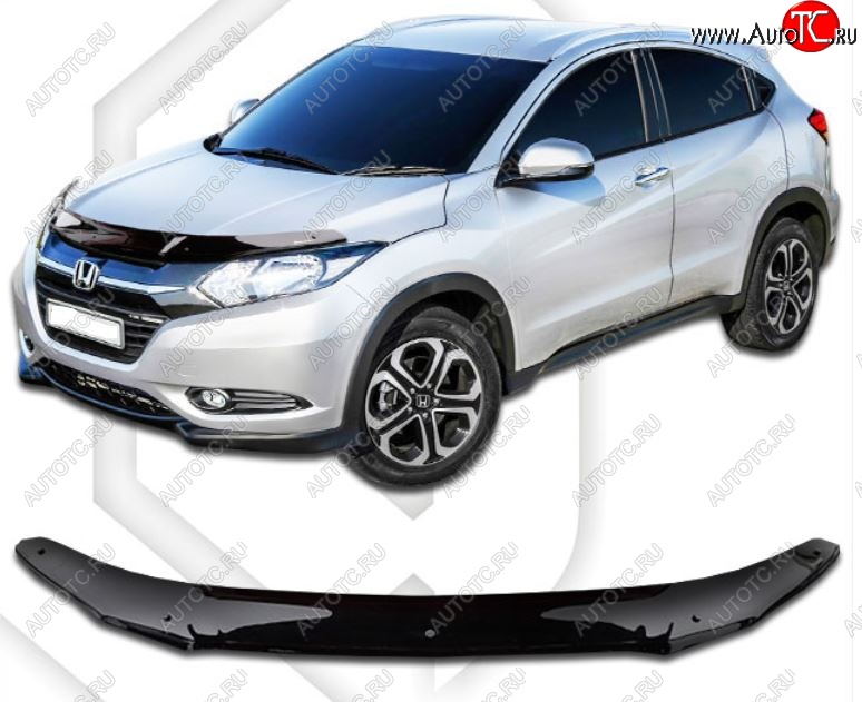1 999 р. Дефлектор капота CA-Plastiс Honda Vezel RU3, RU4, RU1, RU2 дорестайлинг (2013-2018) (Classic черный, Без надписи)  с доставкой в г. Воронеж