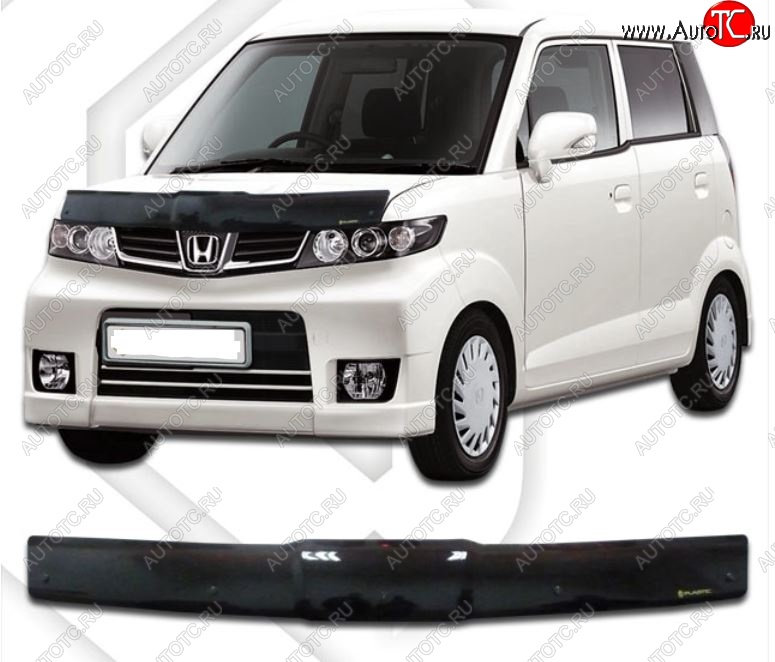 1 899 р. Дефлектор капота CA-Plastiс Honda Zest Spark (2006-2012) (Classic черный, Без надписи)  с доставкой в г. Воронеж