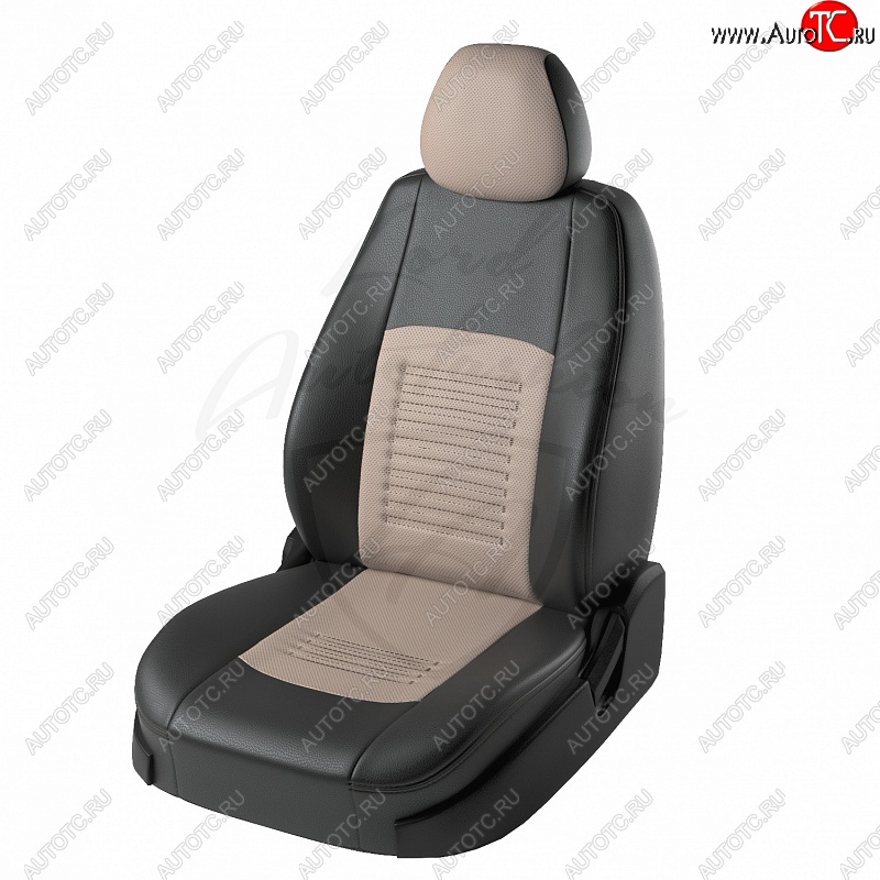 9 449 р. Чехлы для сидений Lord Autofashion Турин (экокожа) Hyundai Accent седан ТагАЗ (2001-2012) (Чёрный, вставка бежевая)  с доставкой в г. Воронеж