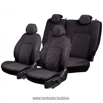 4 249 р. Чехлы для сидений Lord Autofashion Дублин (жаккард) Hyundai Accent седан ТагАЗ (2001-2012) (Черный, вставка Сеул серый)  с доставкой в г. Воронеж. Увеличить фотографию 2