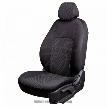 Чехлы для сидений Lord Autofashion Дублин (жаккард) Hyundai Accent  2 LC (1999-2012) седан дорестайлинг (ТагАЗ) (Черный, вставка Ёж Белый)