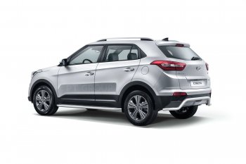 27 449 р. Порожки для ног из трубы Ø51 с алюминиевой площадкой Petroil Tuning  Hyundai Creta  GS (2015-2021) дорестайлинг, рестайлинг (Нержавеющая полированная сталь)  с доставкой в г. Воронеж. Увеличить фотографию 2