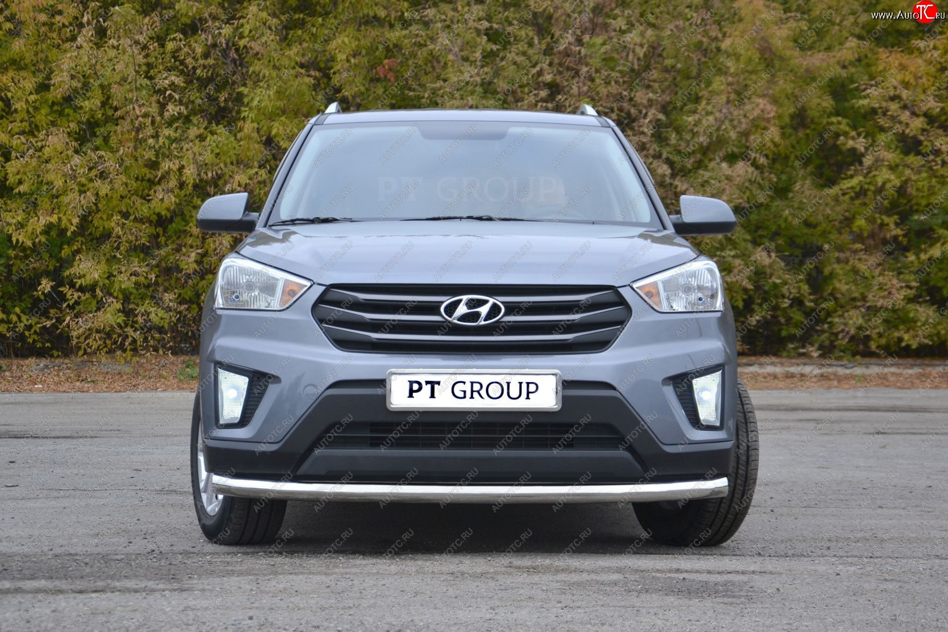 21 099 р. Защита переднего бампера одинарная из трубы d63 мм Petroil Tuning Hyundai Creta GS дорестайлинг (2015-2019) (Нержавеющая полированная сталь)  с доставкой в г. Воронеж