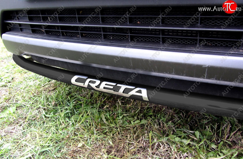 6 849 р. Защита переднего бампера Slitkoff (d42, черная,с надписью) Hyundai Creta GS дорестайлинг (2015-2019) (Цвет: серебристый)  с доставкой в г. Воронеж