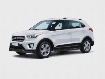 Защита переднего бампера (Ø57 дуга-d57 уголки+клыки) SLITKOFF Hyundai Creta GS дорестайлинг (2015-2019) ()