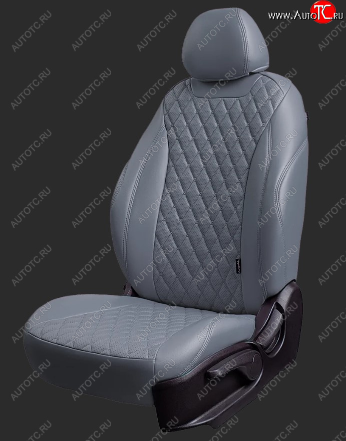 13 949 р. Чехлы для сидений Lord Autofashion Байрон (экокожа)  Hyundai Creta  GS (2015-2021) дорестайлинг, рестайлинг (Серый, вставка серая, строчка серая)  с доставкой в г. Воронеж