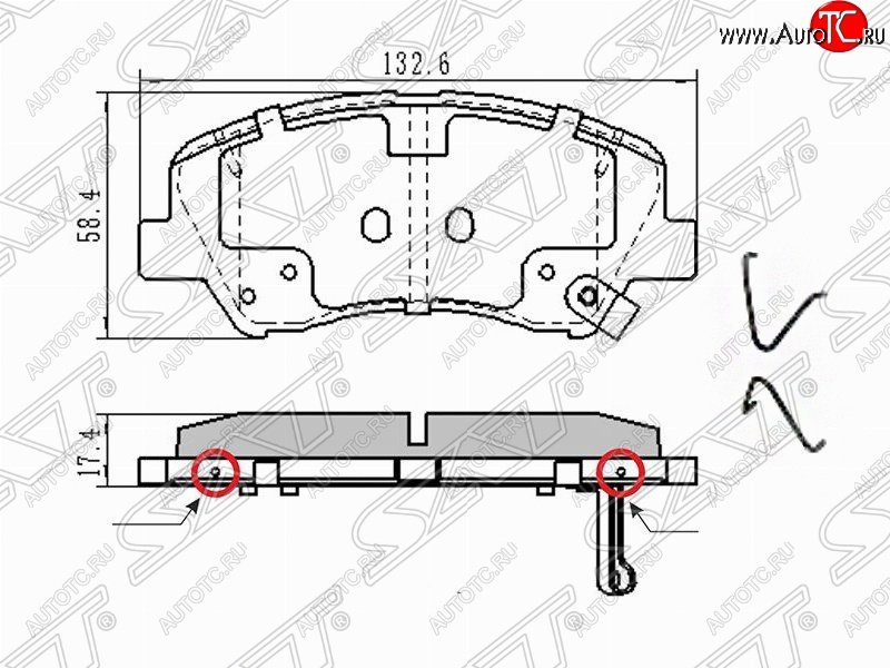 1 239 р. Колодки тормозные передние SAT (в комплекте с прижимными пластинами) Hyundai Creta GS дорестайлинг (2015-2019)  с доставкой в г. Воронеж