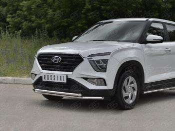 14 999 р. Защита переднего бампера (2 трубы Ø42 мм, нержавейка) SLITKOFF  Hyundai Creta  SU (2020-2022)  с доставкой в г. Воронеж. Увеличить фотографию 2