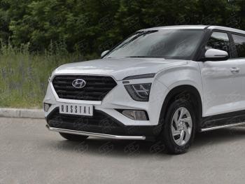 13 399 р. Защита переднего бампера (Ø42 мм, нержавейка) SLITKOFF  Hyundai Creta  SU (2020-2022)  с доставкой в г. Воронеж. Увеличить фотографию 2
