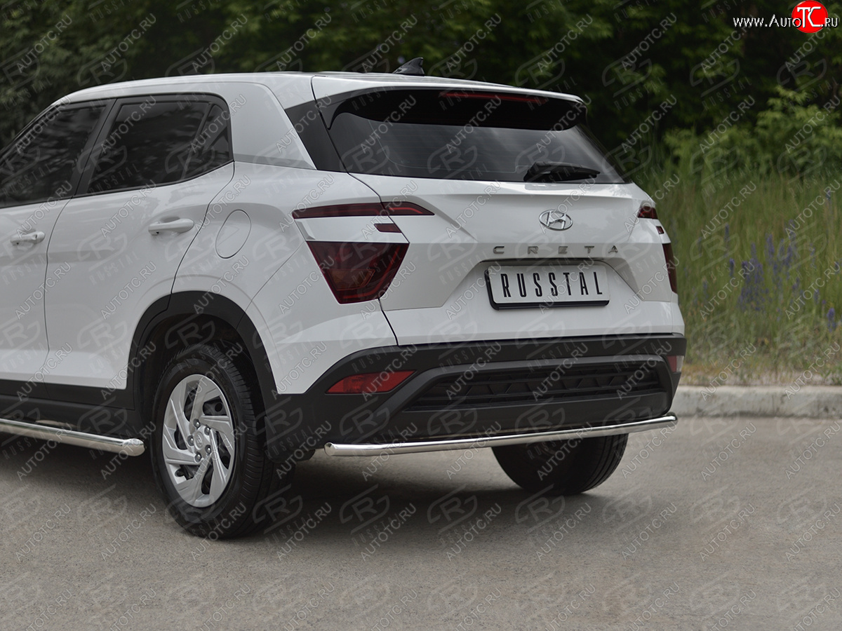 13 399 р. Защита заднего бампера (Ø42 мм, нержавейка) SLITKOFF  Hyundai Creta  SU (2020-2022) (полированная нержавейка)  с доставкой в г. Воронеж