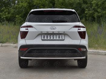 13 399 р. Защита заднего бампера (Ø42 мм, нержавейка) SLITKOFF  Hyundai Creta  SU (2020-2022) (полированная нержавейка)  с доставкой в г. Воронеж. Увеличить фотографию 2