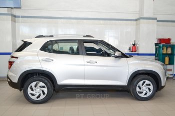 7 969 р. Рейлинги Petroil Tuning  Hyundai Creta  SU (2020-2022) (Серебристый муар)  с доставкой в г. Воронеж. Увеличить фотографию 4