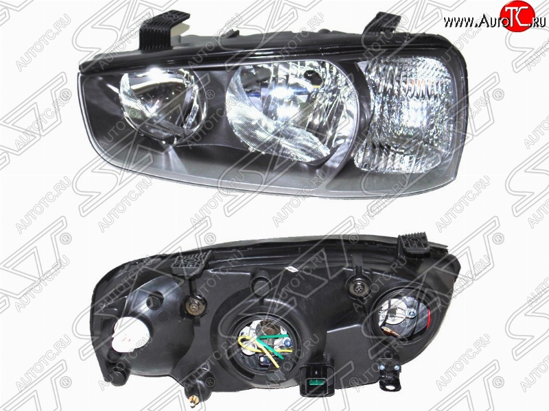 3 799 р. Фара левая передняя SAT Hyundai Elantra XD седан дорестайлинг (2000-2003) (черная)  с доставкой в г. Воронеж