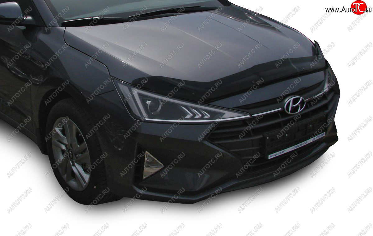 3 299 р. Дефлектор капота SIM  Hyundai Elantra  AD (2018-2020) рестайлинг  с доставкой в г. Воронеж