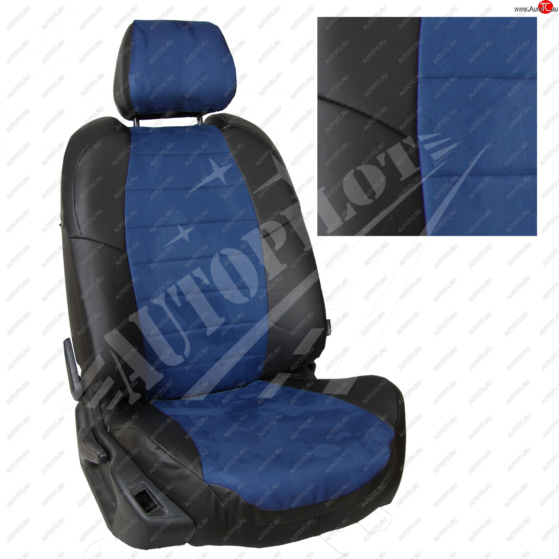 13 849 р. Чехлы сидений AUTOPILOT Алькантара (задняя спинка 40/60 с подлокотником)  Hyundai Elantra  CN7 (2020-2023) (Черный + Синий)  с доставкой в г. Воронеж