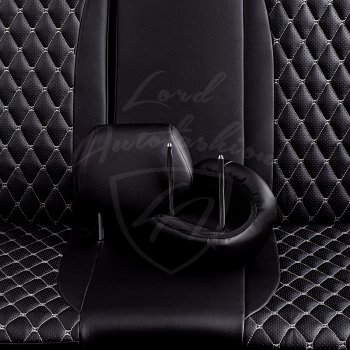 13 949 р. Чехлы для сидений Lord Autofashion Байрон (экокожа, раздельная спинка + отдельный бок, 2 Г-образных подголовника)  Hyundai Elantra  HD (2006-2011) (Черный, вставка черная, строчка серая)  с доставкой в г. Воронеж. Увеличить фотографию 7
