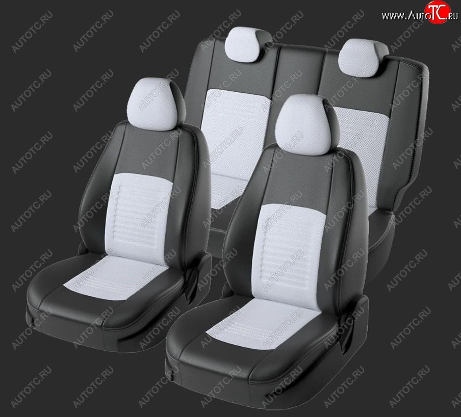 6 799 р. Чехлы для сидений Lord Autofashion Турин (экокожа, спинка 40/60+отд. бок, 2 Г-образных подголовника)  Hyundai Elantra  HD (2006-2011) (Черный, вставка белая)  с доставкой в г. Воронеж
