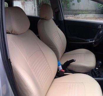 6 799 р. Чехлы для сидений Lord Autofashion Турин (экокожа)  Hyundai Elantra  MD (2010-2016) дорестайлинг, рестайлинг (Бежевый, вставка Бежевая)  с доставкой в г. Воронеж. Увеличить фотографию 3