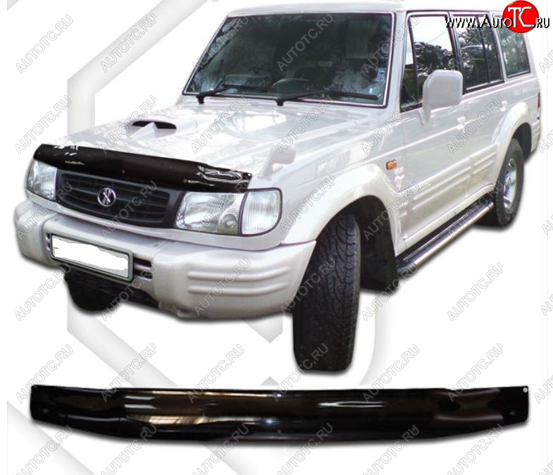 1 899 р. Дефлектор капота CA-Plastic  Hyundai Galloper (1998-2003) 5 дв. (Classic черный, Без надписи)  с доставкой в г. Воронеж