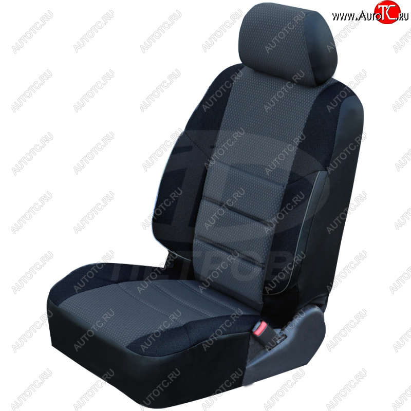 3 999 р. Чехлы ПЕТРОВ А10 (экокожа/жаккард, сплошная спинка)  Hyundai Getz  TB (2002-2005) хэтчбэк 5 дв. дорестайлинг (черный)  с доставкой в г. Воронеж