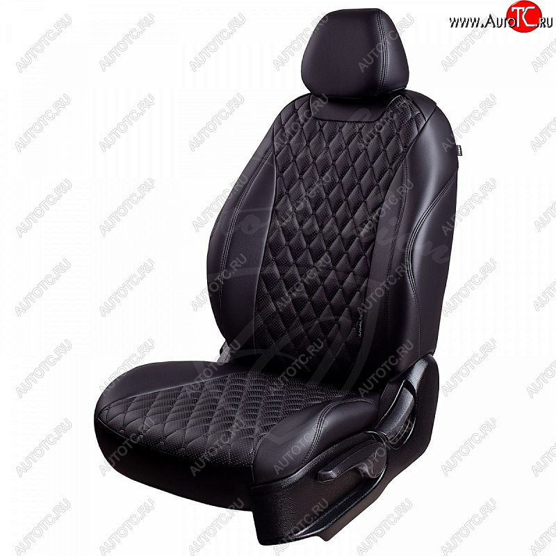 14 999 р. Чехлы для сидений Lord Autofashion Байрон (экокожа, раздельная спинка, 3 Г-образных подголовника) Hyundai Getz TB хэтчбэк 5 дв. рестайлинг (2005-2010) (Черный, вставка черная, строчка черная)  с доставкой в г. Воронеж