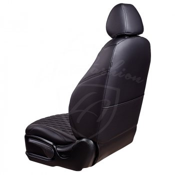 14 999 р. Чехлы для сидений Lord Autofashion Байрон (экокожа, раздельная спинка, 3 Г-образных подголовника) Hyundai Getz TB хэтчбэк 5 дв. рестайлинг (2005-2010) (Черный, вставка черная, строчка черная)  с доставкой в г. Воронеж. Увеличить фотографию 4