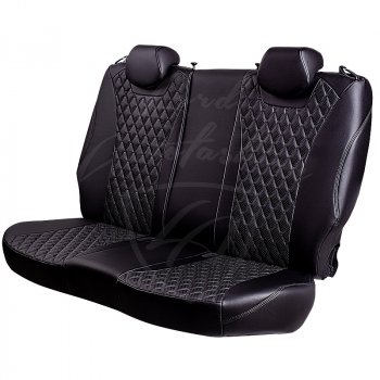 14 999 р. Чехлы для сидений Lord Autofashion Байрон (экокожа, раздельная спинка, 3 Г-образных подголовника) Hyundai Getz TB хэтчбэк 5 дв. рестайлинг (2005-2010) (Черный, вставка черная, строчка черная)  с доставкой в г. Воронеж. Увеличить фотографию 5