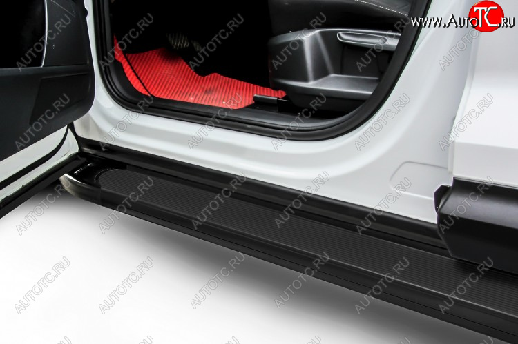 13 349 р. Пороги алюминиевые Slitkoff Hyundai Santa Fe DM рестайлинг (2015-2019) (Optima Black)  с доставкой в г. Воронеж